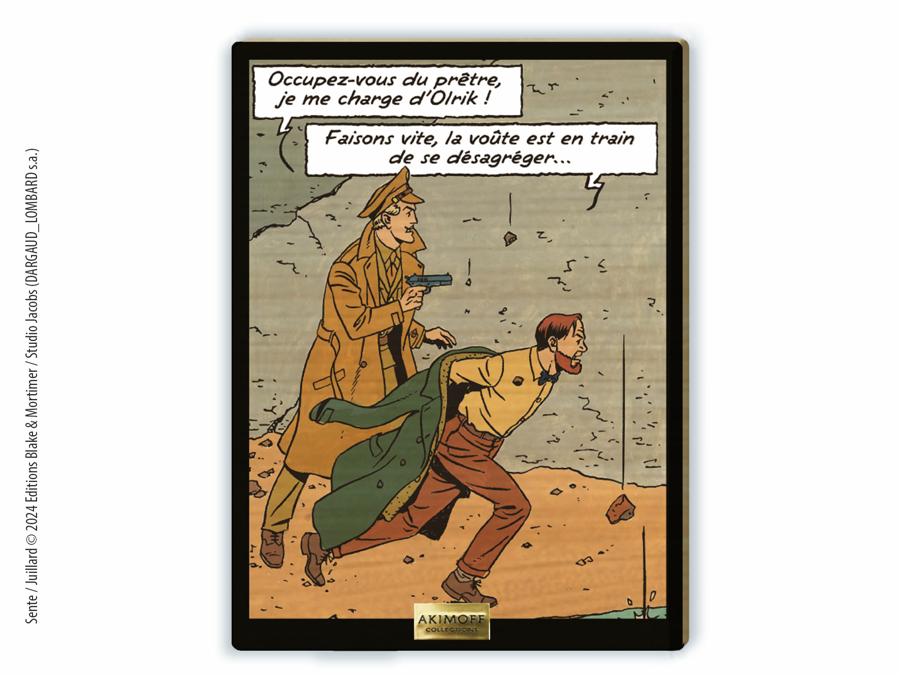 TABLEAU DE COLLECTION EN BOIS - BLAKE ET MORTIMER -  LA POURSUITE D'OLRIK