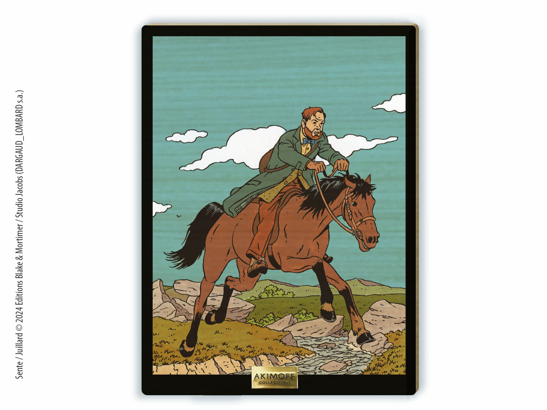 TABLEAU DE COLLECTION EN BOIS - BLAKE ET MORTIMER - MORTIMER, CAVALIER EXPRIMENT