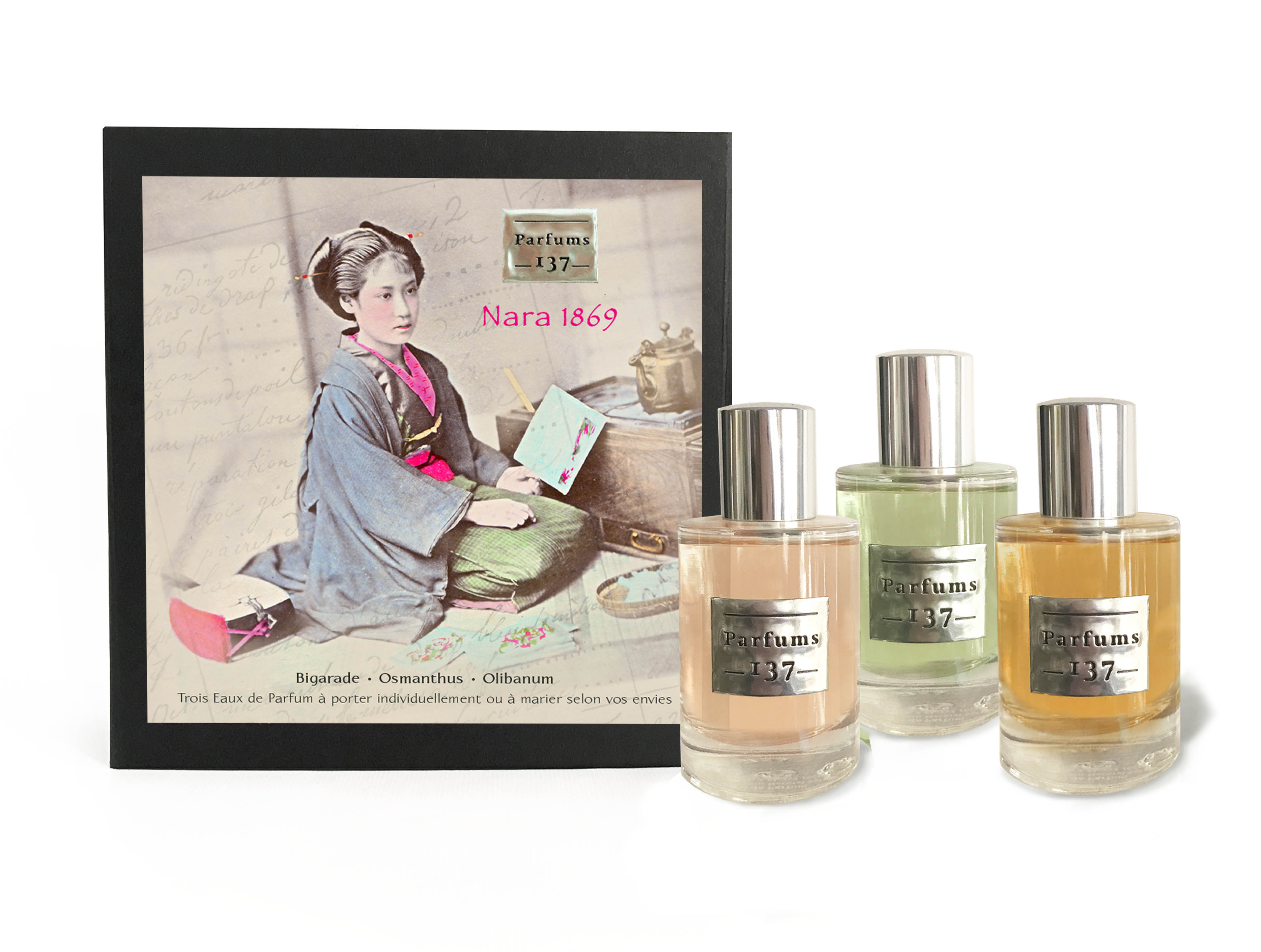 coffret de parfums nara 1869 bigarade osmanthus olibanum