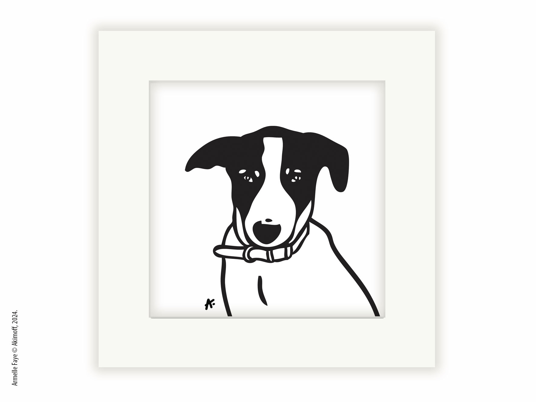Illustration portrait d'identit en noir & blanc papier fine art + marie louise